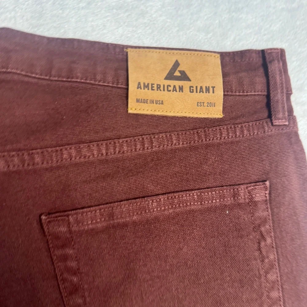 NWOT American Giant Men Roughneck Stretch Canvas Straight Leg Pants 34x34 Raisin